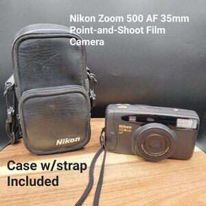 Nikon Zoom 500 AF 35mm Point-and-Shoot Film Case and Camera